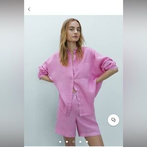 Massimo Dutti Rolled sleeve linen shirt and Double buttoned 100% linen shorts